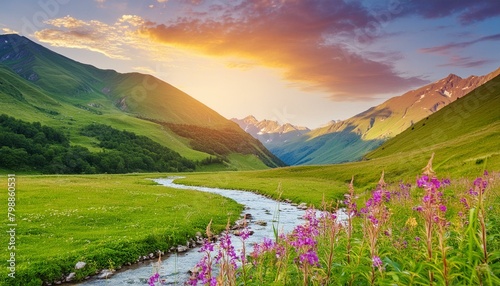 landscape with mountains and lake