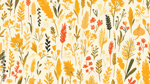 Cereal crops pattern. Seamless background with diff