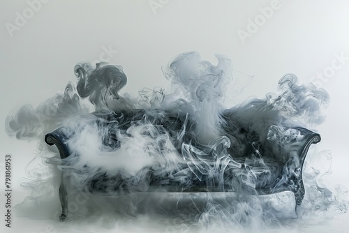 sofa made of smoke , surrealism, creative furniture design