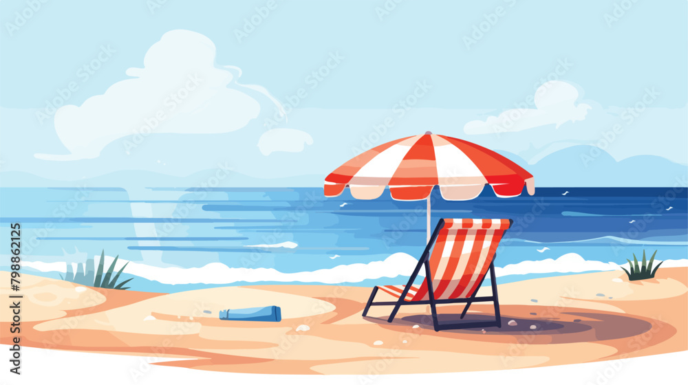 Chaise lounges umbrellas at luxury sand beach sea r