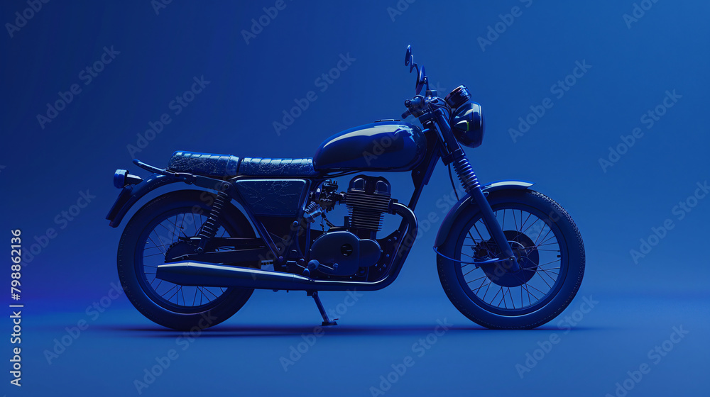 Vintage Motorcycle in Monochrome Studio Setting