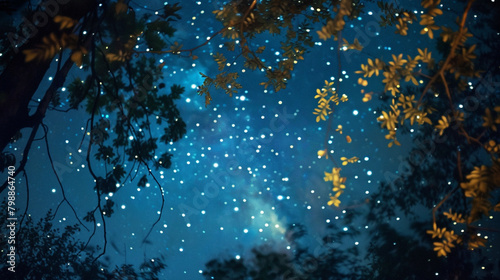 Glittering stars twinkle in the night sky, casting their light upon the earth below.