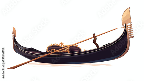 Gondola Venetian boat. Old wooden vessel for water