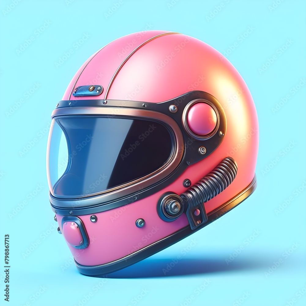 Fototapeta premium Motorcycle helmet isolated on blue background