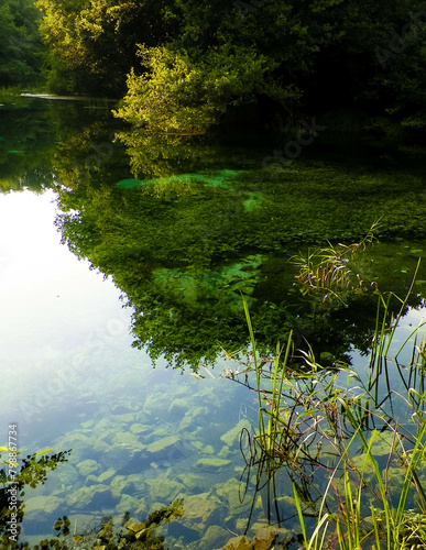 Beautiful, transparent water of Black Drim's River, Macedonia. photo