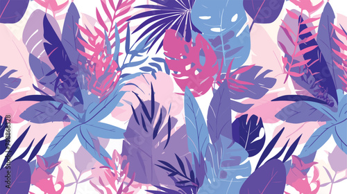 Gorgeous seamless pattern with tropical leaves. End