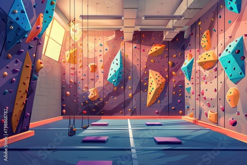 Climbing gym, illustration style photo