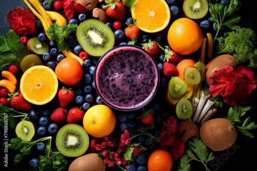 A table full of colorful fruits and vegetables.