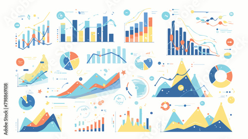 Graphs charts with abstract business data. Financia
