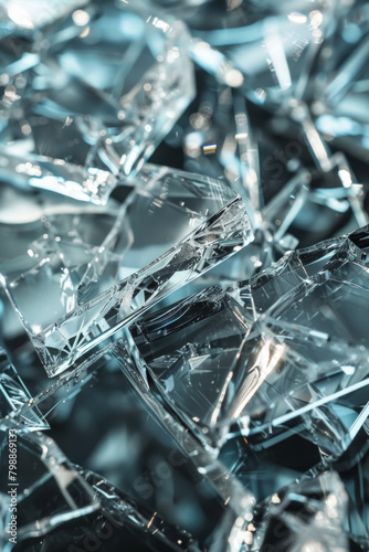 Shattered glass shards, featuring jagged edges and transparent fragments. Glass shard textures offer a dramatic and dynamic backdrop © grey