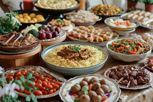 Eid al-Fitr feast with traditional dishes