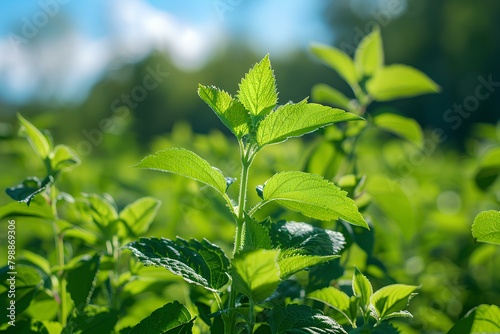 A close up of a green plant with leaves on
