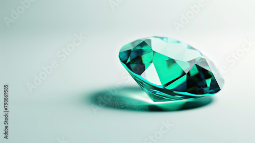Macro photography  prime lens  close-up shot  emerald precious stone  isolated against background. Bright  studio lighting  bokeh