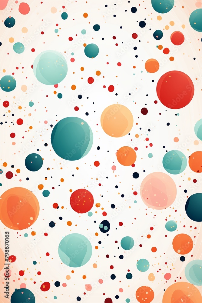 Artistic dots, playful colors, infinite pattern, vector illustration, white bg ,  cute hand drawn