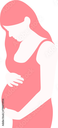 illustration of a pregnant woman touching her bell