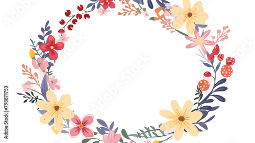 Circular frame garland wreath or border made of col