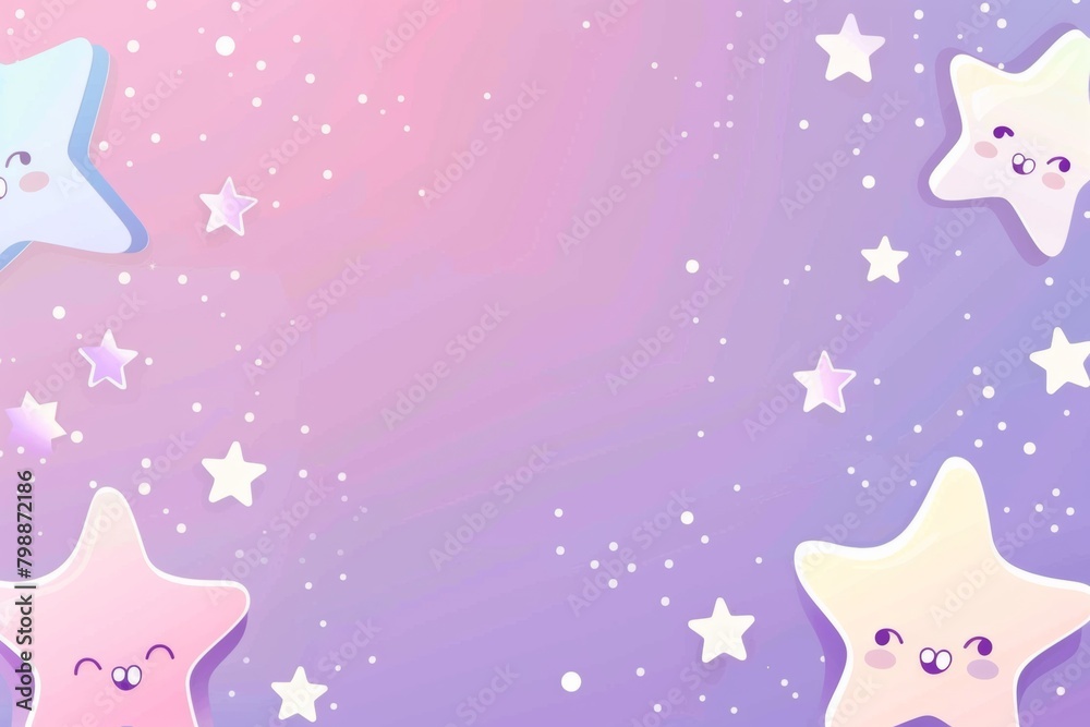 Playful star characters on a dreamy pastel background, a delightful choice for children's content and friendly designs with ample copy space.
