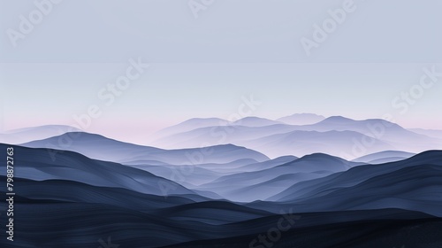 A mountain range with a blue sky in the background. The mountains are covered in clouds, giving the scene a serene and peaceful atmosphere