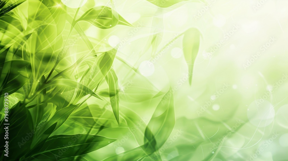 A green leafy background with a few leaves in the foreground. The image has a calming and peaceful mood, as it is a representation of nature and the beauty of plants A green leafy background with a few leaves in the foreground. The image has a calming and peaceful mood, as it is a representation of nature and the beauty of plants