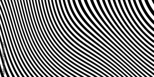 Abstract black and white monochrome soft bend zebra pattern striped line art pattern background photo
