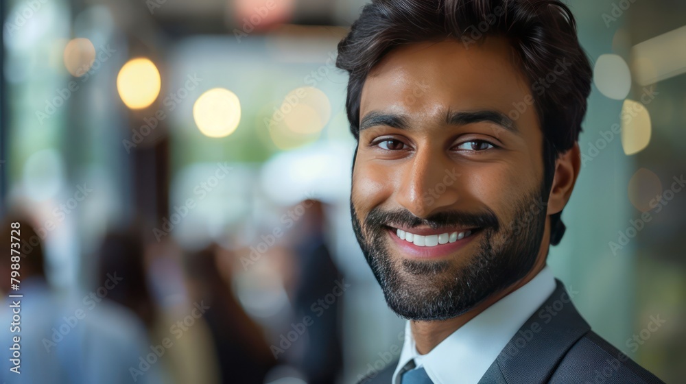 Close up view of the face of a young middle eastern Muslim man smiling kindly. Close up view of the face of a young middle eastern Muslim man smiling kindly.