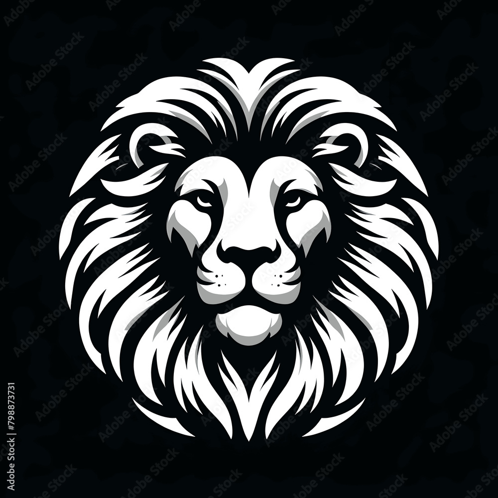 Monochrome Lion head logo, tattoo