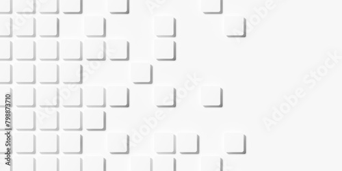 Grid of rounded offset white cube boxes or block background wallpaper banner with copy space
