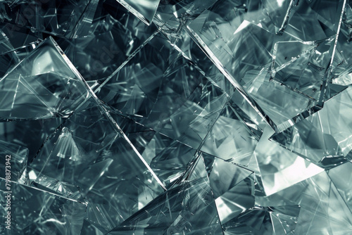 Shattered glass shards  featuring jagged edges and transparent fragments. Glass shard textures offer a dramatic and dynamic backdrop