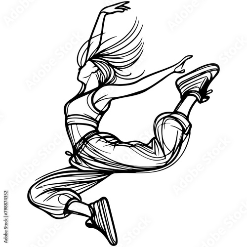 Street Dance Girl Line Art.