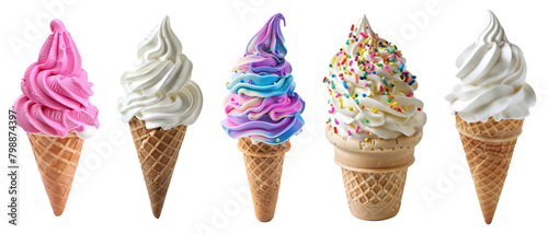 Ice cream cones on isolated background.