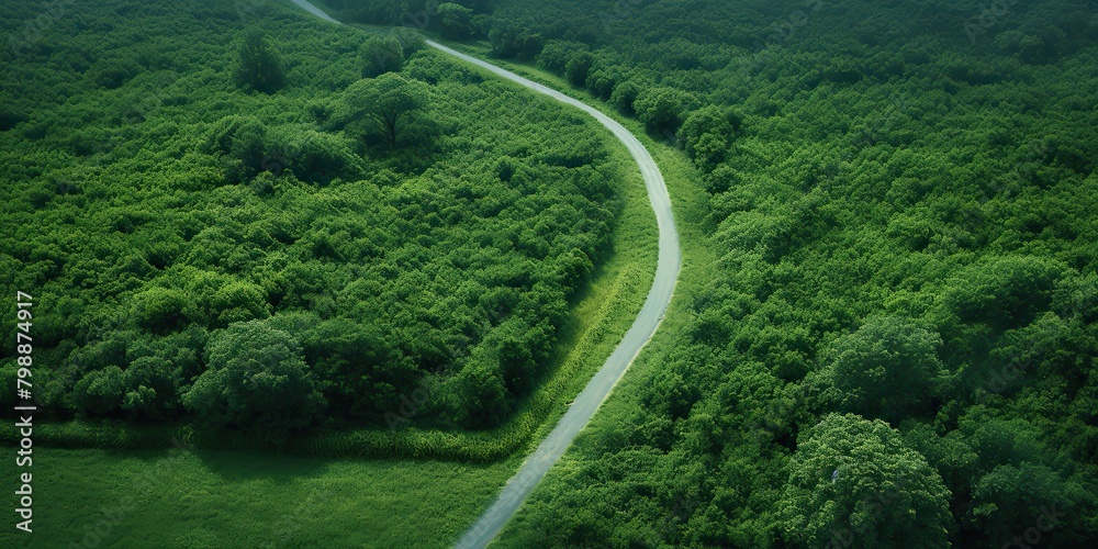 Top aerial view of the road path way with asphalt and many green trees on the field background deocration. Can be used for travel adventure trip journey inspiration scene Top aerial view of the road path way with asphalt and many green trees on the field background deocration. Can be used for travel adventure trip journey inspiration scene