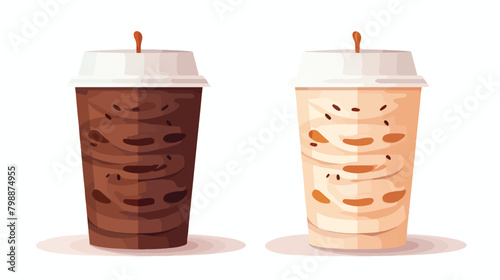Coffee to go cups in cardboard cupholder. Takeaway photo