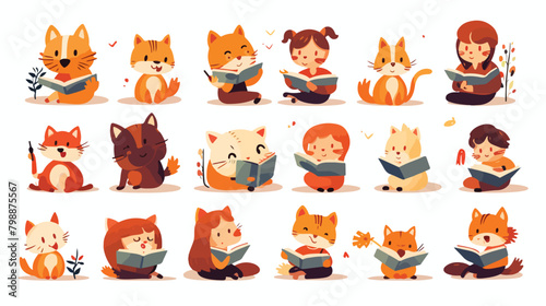 Collection of adorable animals students or pupils s