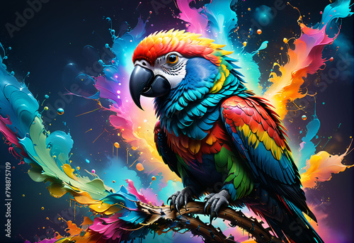Parrots are full of beautiful colors.