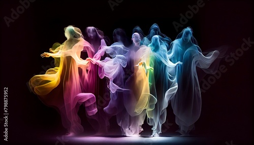 Dancing ghosts in rainbow colors © Schneestarre