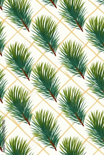 Festive hamlet  pine garland lattice  repeating graphic  flat design  white    seamless pattern