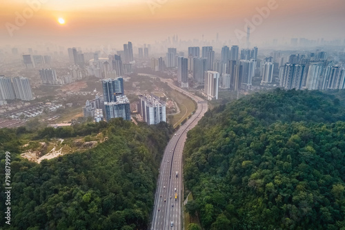 Photography beautiful view of kuala lumpur, malaysia city skyline