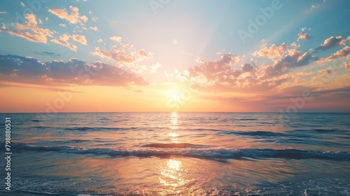 Beautiful Natural Light at Sunset or Sunrise Above the Sea