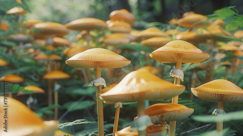 amazing mushroom psychedelic mushrooms field. very detailed and photorealistic