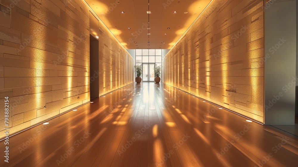 Interior arts and crafts museum, magnetic track spotlights, light strips, downlight lighting, wall lighting, contrasting lighting, warmth and softness, light and shadow art. Generative AI.
