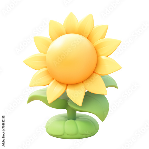 sunflower icon, flower icon, 3D icon, cartoon, smooth, shiny, cute, dreamy, spotlight
