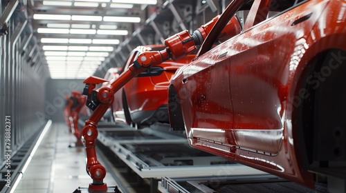 he art of automation: robots applying protective coatings to car exteriors with pinpoint accuracy. photo