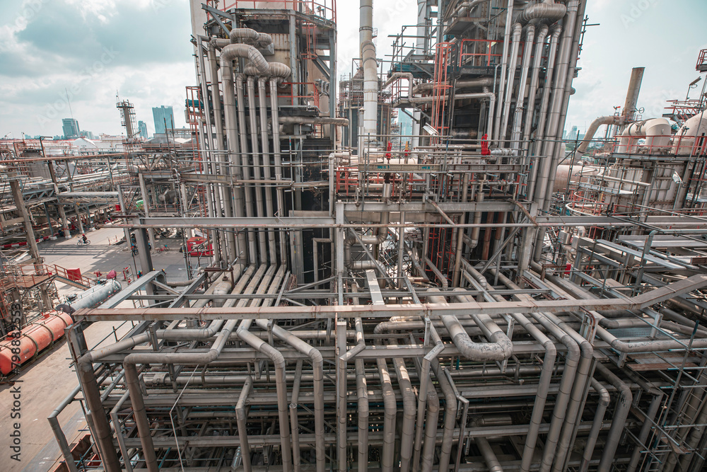 Oil​ refinery​ and​ plant and tower column of Petrochemistry industry in oil​ gas