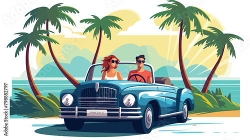 Couple travel by convertible car on summer holidays © iclute4