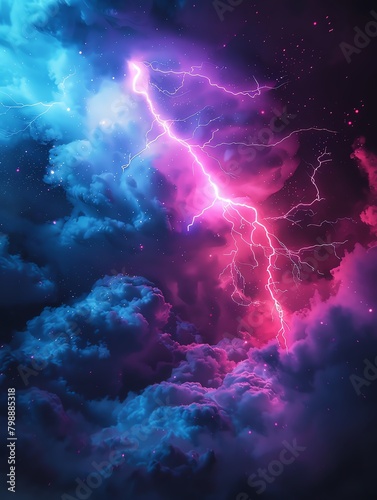 neon, lightning storm only, background is back