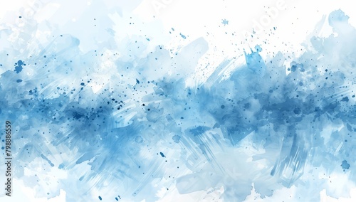 Abstract watercolor background with blue and white brush strokes photo