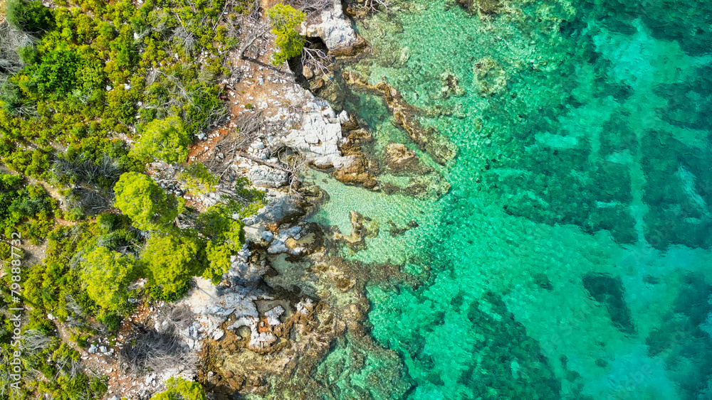 Obraz premium Cape Amarandos beach in Skopelos, Greece - Aerial view