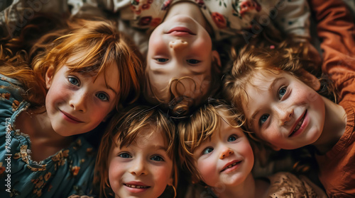 Five redheaded girls smile at the camera.