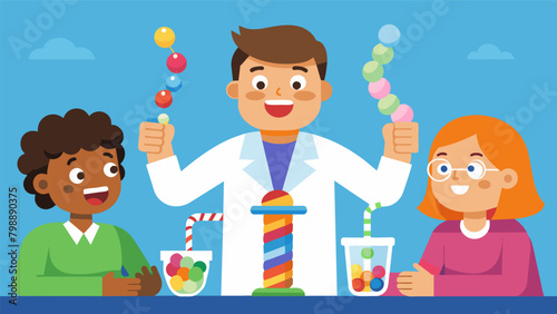 Not all experiments involve traditional lab equipment the clubs vice president leads a group in making edible DNA strands using licorice and