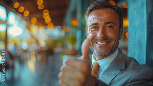 Smiling successful businessman looking at the camera